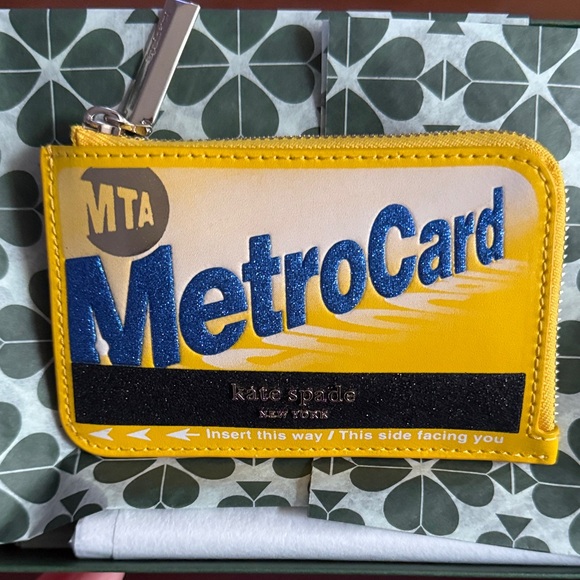 Kate Spade Yellow and Blue MetroCard Pouch - Picture 1 of 1